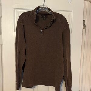 Black Brown 1826 Brown Zip Up Sweater with Refined Knit